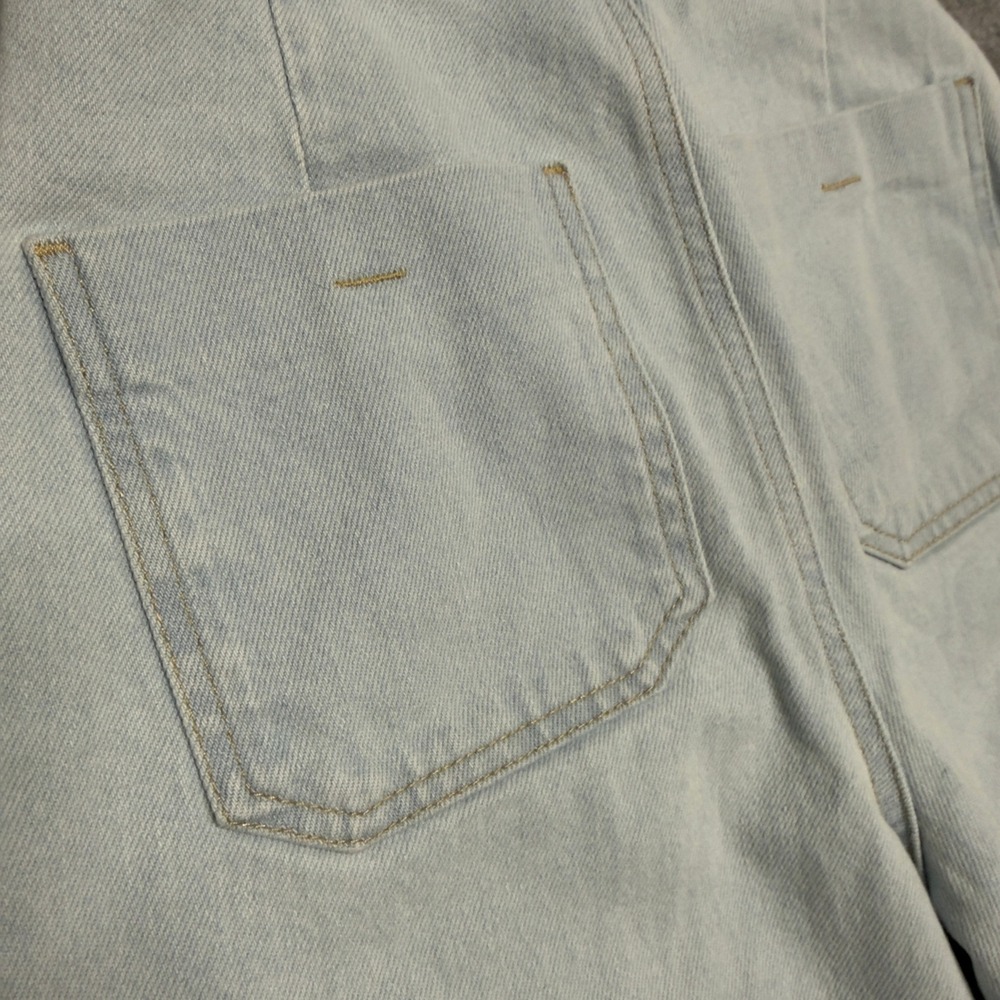 Zara High Waisted Wide Leg Jeans Light Wash Denim Gold Button Womens Size 2 - Picture 6 of 14